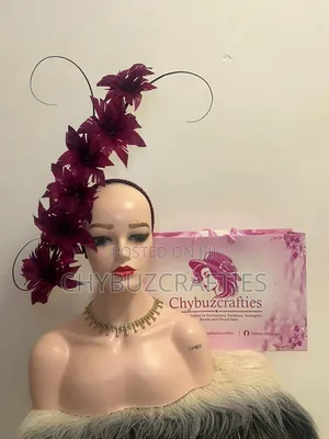 Wine Color Feather Facinator