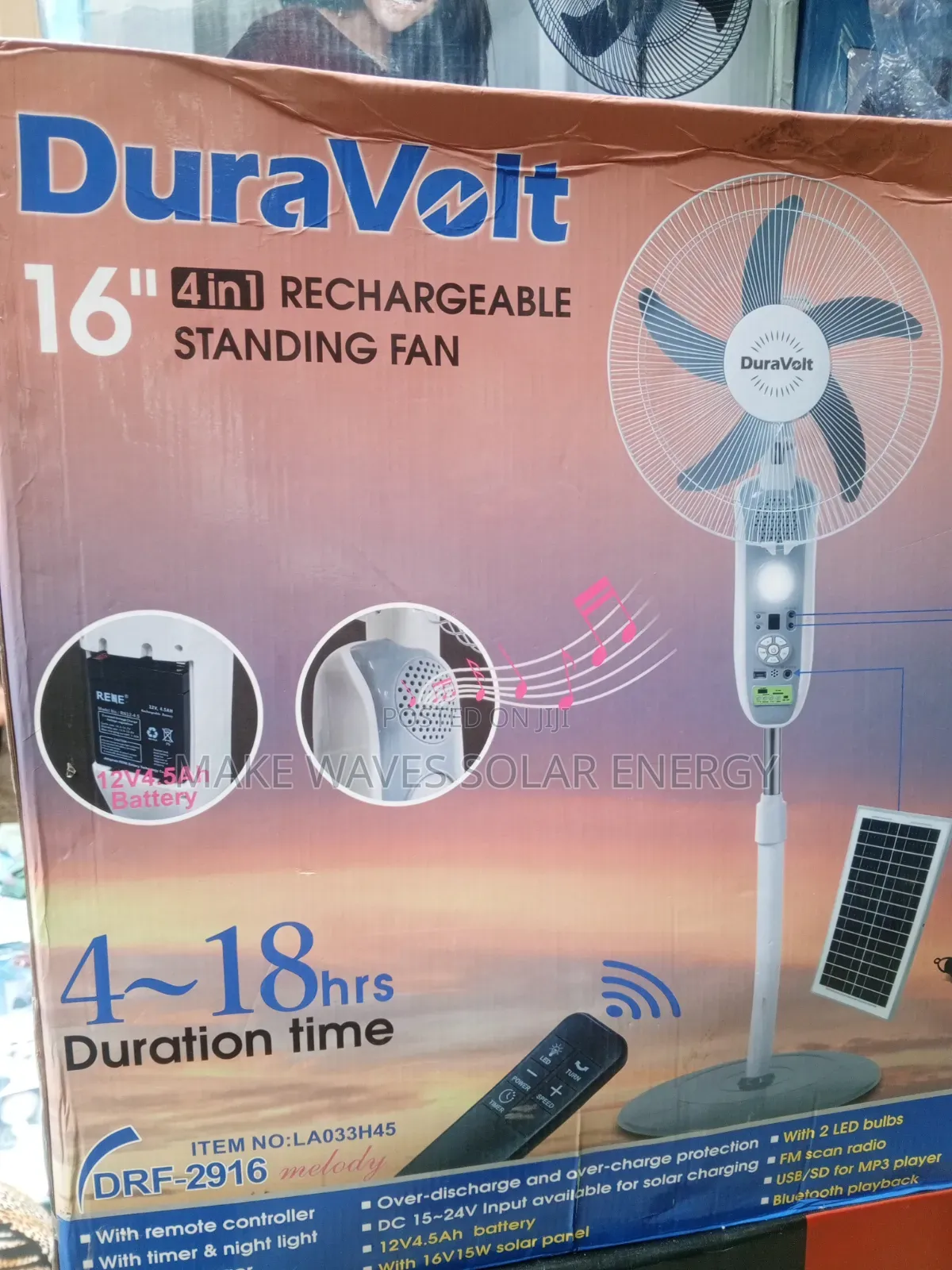 Duravolt Rechargeable Fan Melody 4 in 1