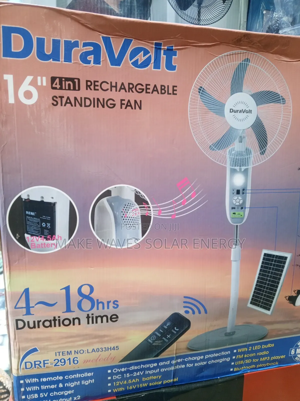 Duravolt Rechargeable Fan Melody 4 in 1