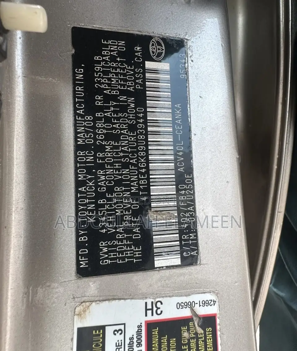Toyota Camry 2008 Silver