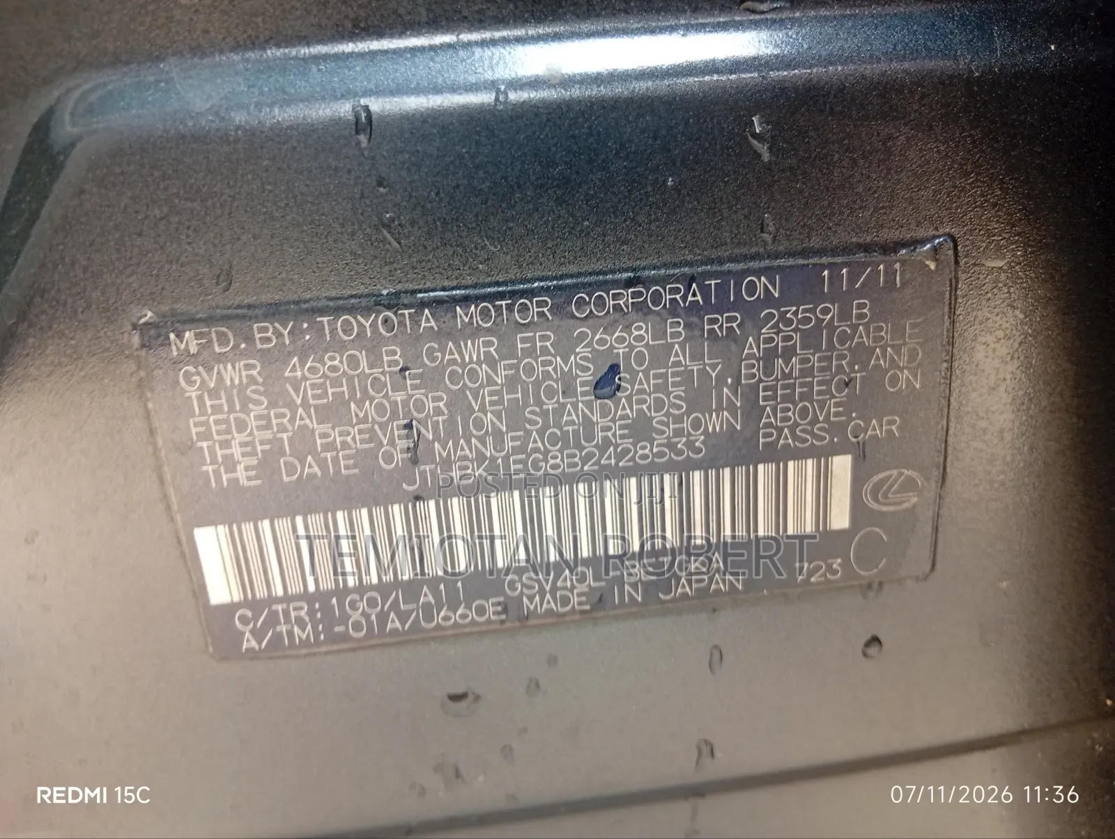 Lexus ES 350 2012 Gray