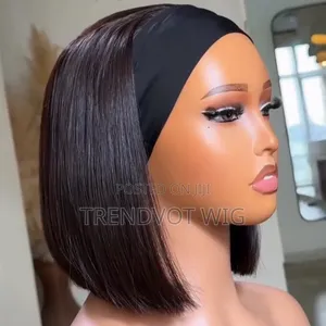 Short Bob Bone Straight Headband Wig 350g