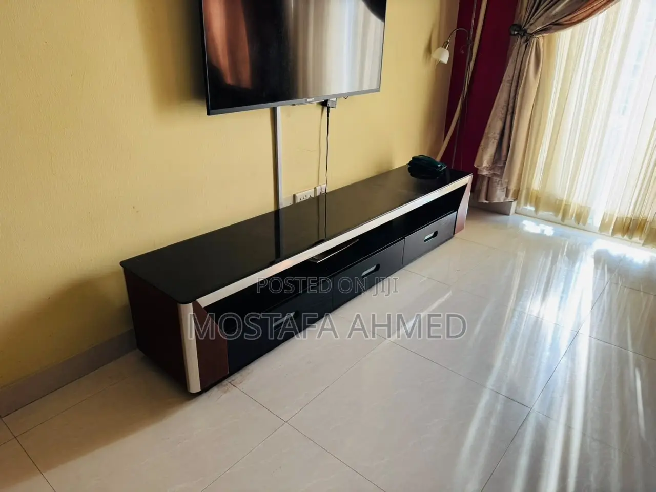 TV Console With Tempered Glass Top
