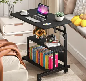 Rolling Laptop Desk With Storage Shelves Wheels – Mobile Study Table