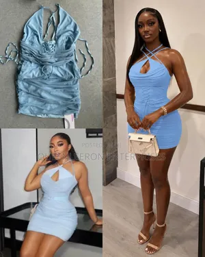 Doubled Mesh CrossNeck Pleated Mini Dress
