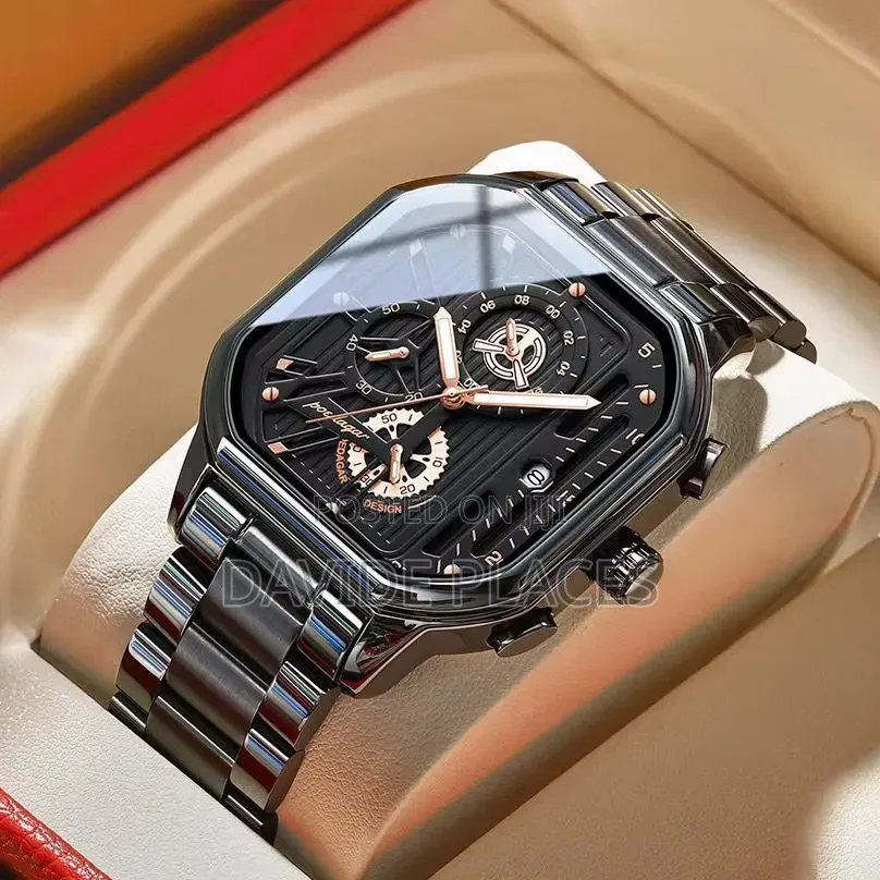Poedagar 2008/2009 Square Chronograph , Waterproof Chain Wristwatch