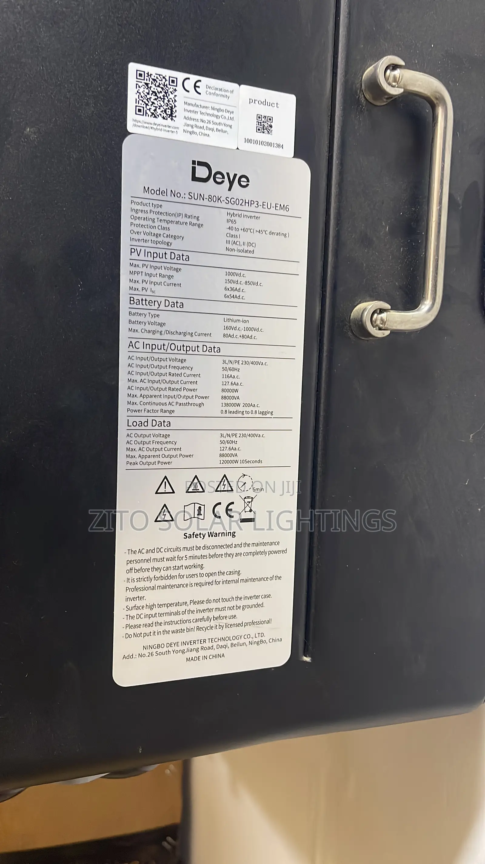 80kva / 160V Deye Solar Hybrid Solar Inverter