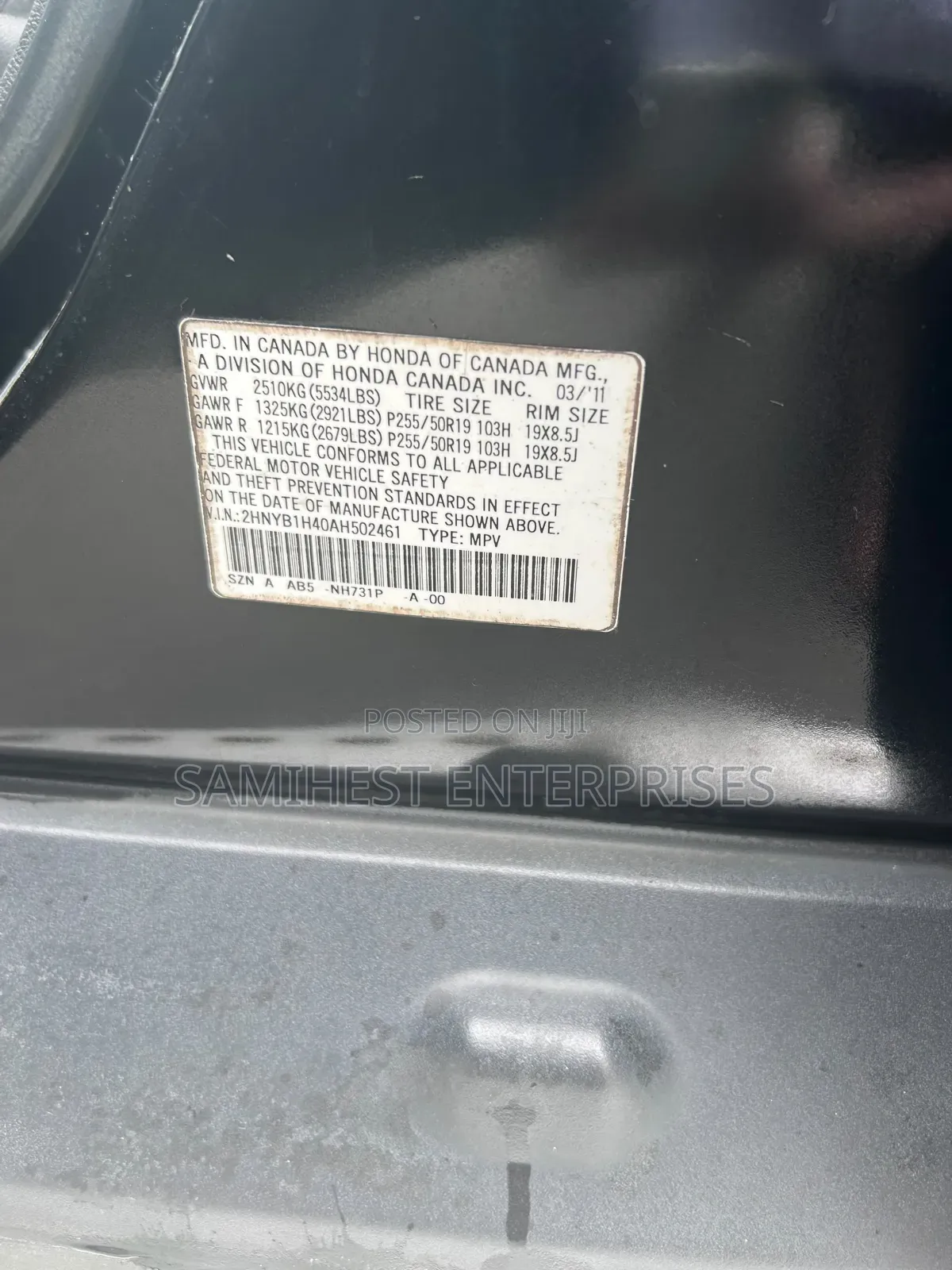 Acura ZDX Base AWD 2011 Black