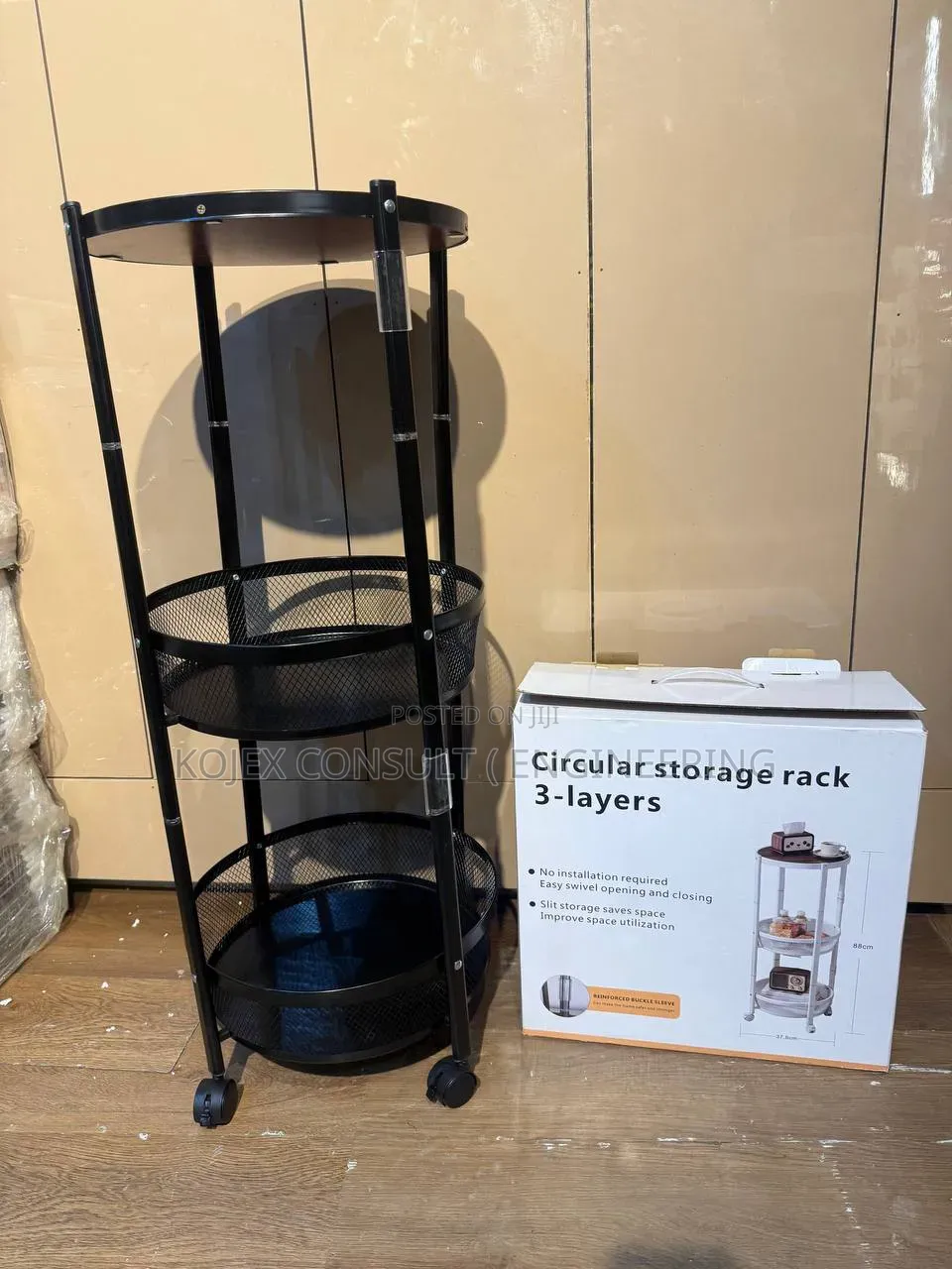 3 Layer Circular Storage Rack Modern Bedside Storage Trolley