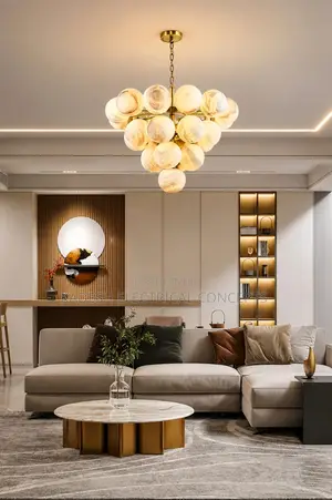 Luxury Natural Spanish Marble Balls Chandeliers Gold First Class Stone