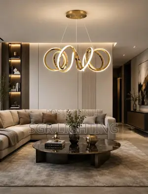 Modern Gold Twisted Ring LED Dining Room Chandeliers