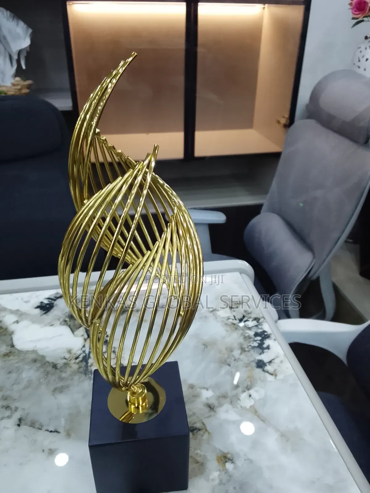 Modern Gold Abstract Sculpture