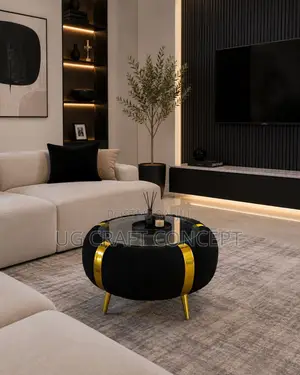 Round Center Coffee Table With Glass Top for Living Room and Bedroom