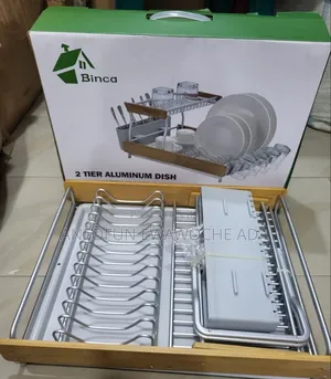 Bamboo 2 Tier Aluminum Dish Rack