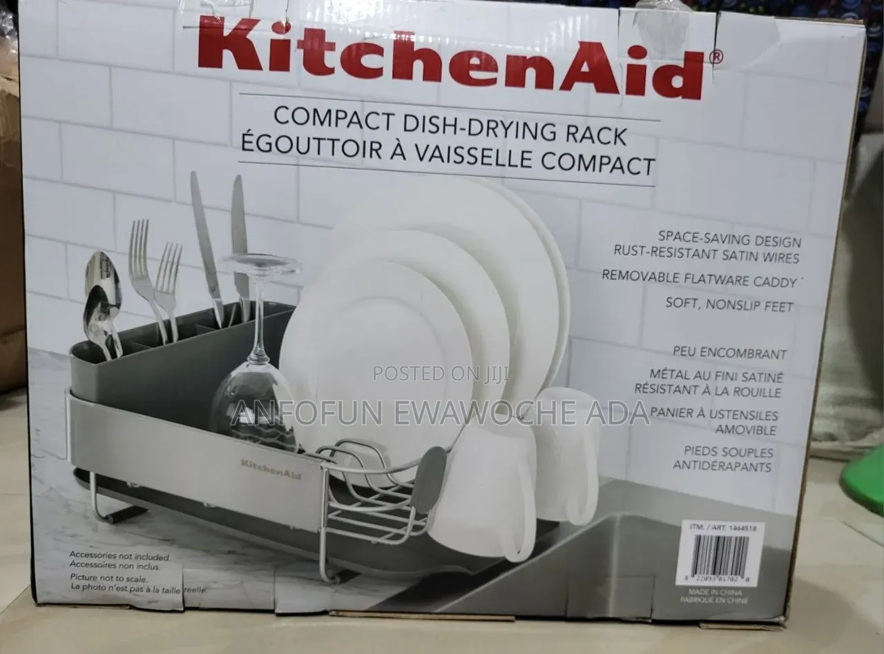 KitchenAid Compact Space-Saving Dish Rack – Satin Gray