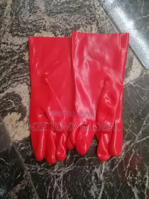 Red PVC Rubber Gloves