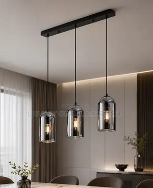 Three in Smoky Glass Dining/Kitchen Chandelier