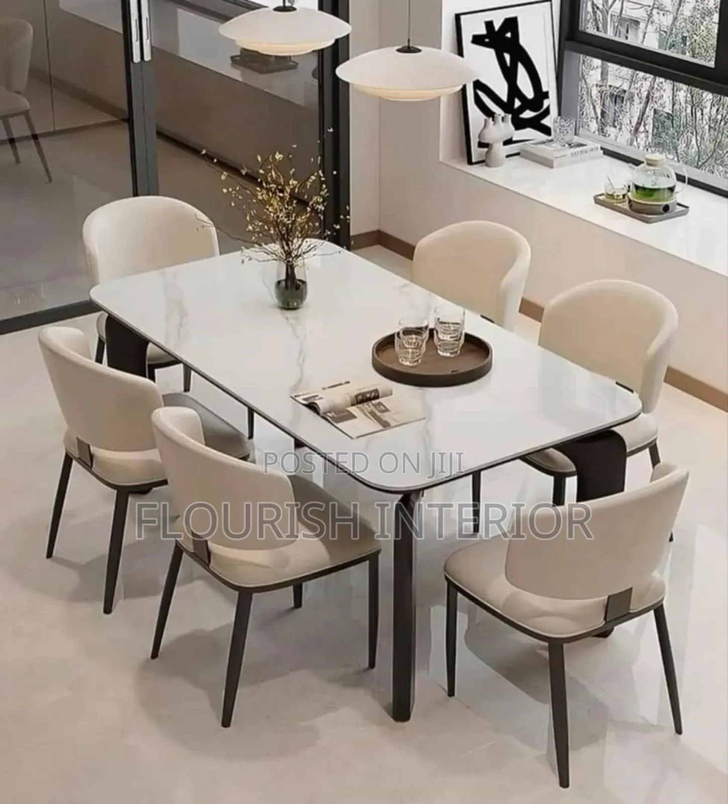 Classic Standard Quality Standard Marble Dining Set by 6.