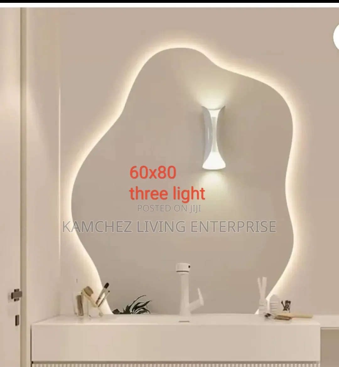 Irregular Led Wall Mounted Mirror – Modern Dimmable