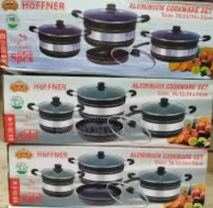 Hoffner 8Piece Non-Stick Granite Aluminum Cookware Set With Glass Lids