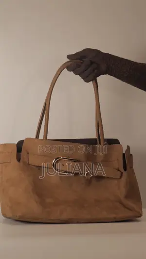 H M Women's Camel Suede- Effect Buckle Tote Shoulder Bag