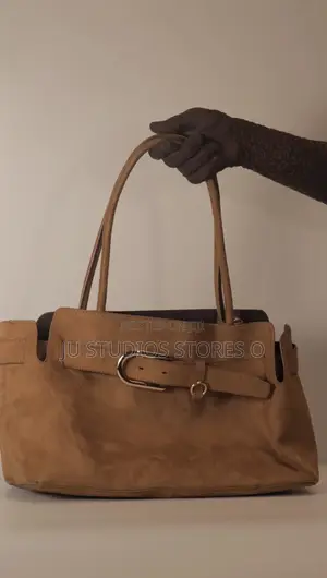 H M Women's Camel Suede- Effect Buckle Tote Shoulder Bag