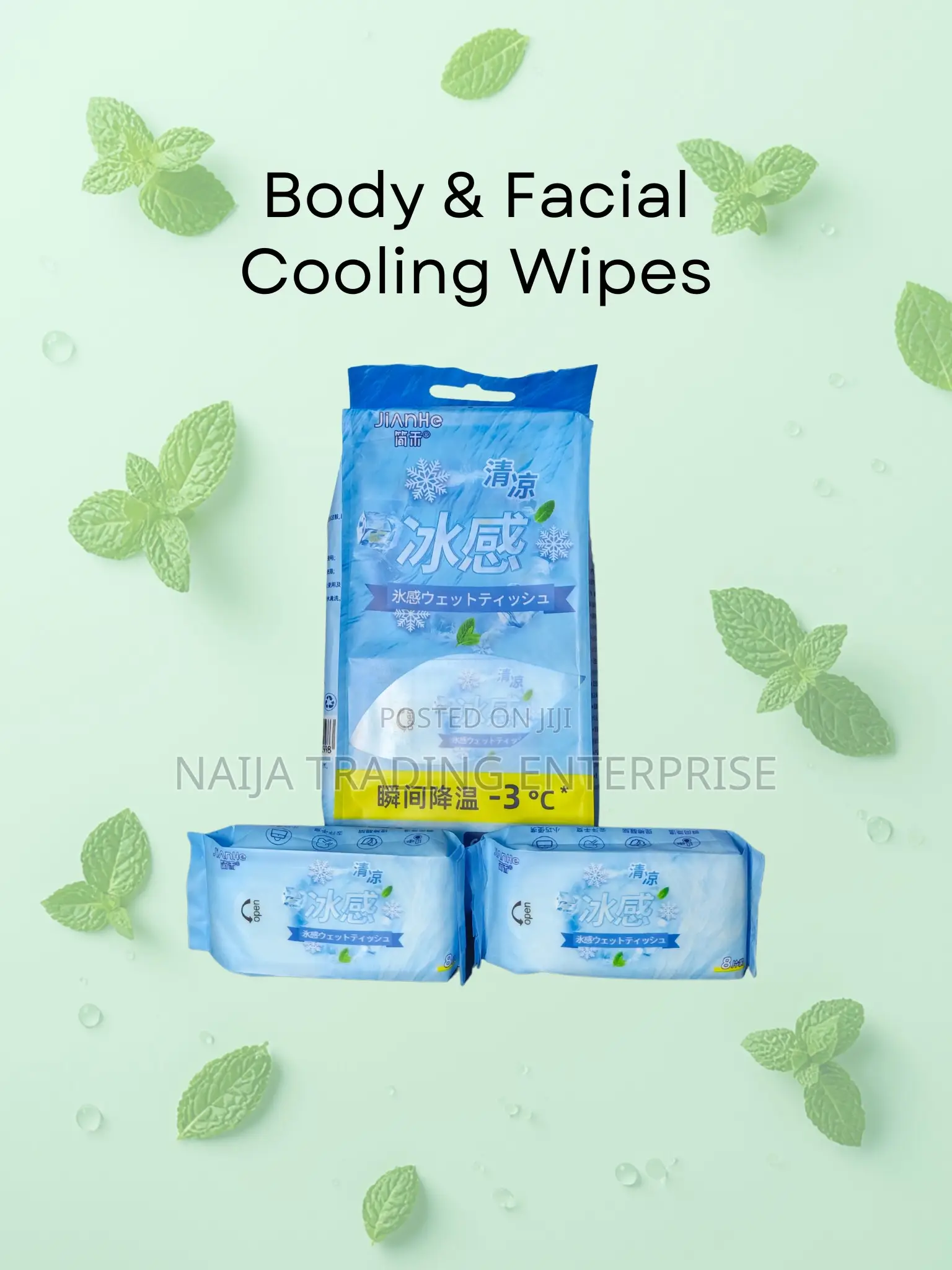 Cooling Minty Wet Wipes for Face Body