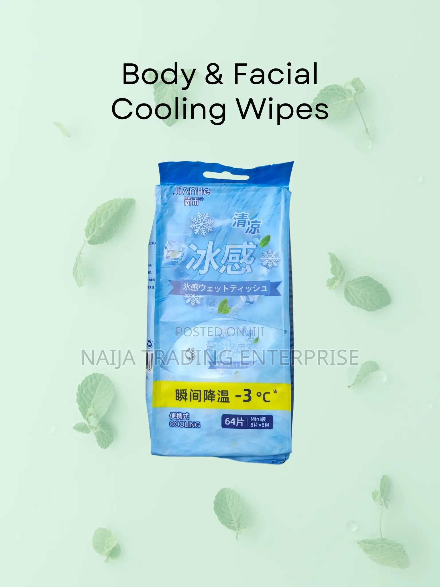 Cooling Minty Wet Wipes for Face Body