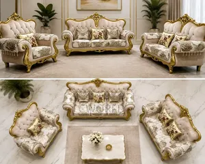 Baroque Cream Gold Royal Sofa Set - Imported