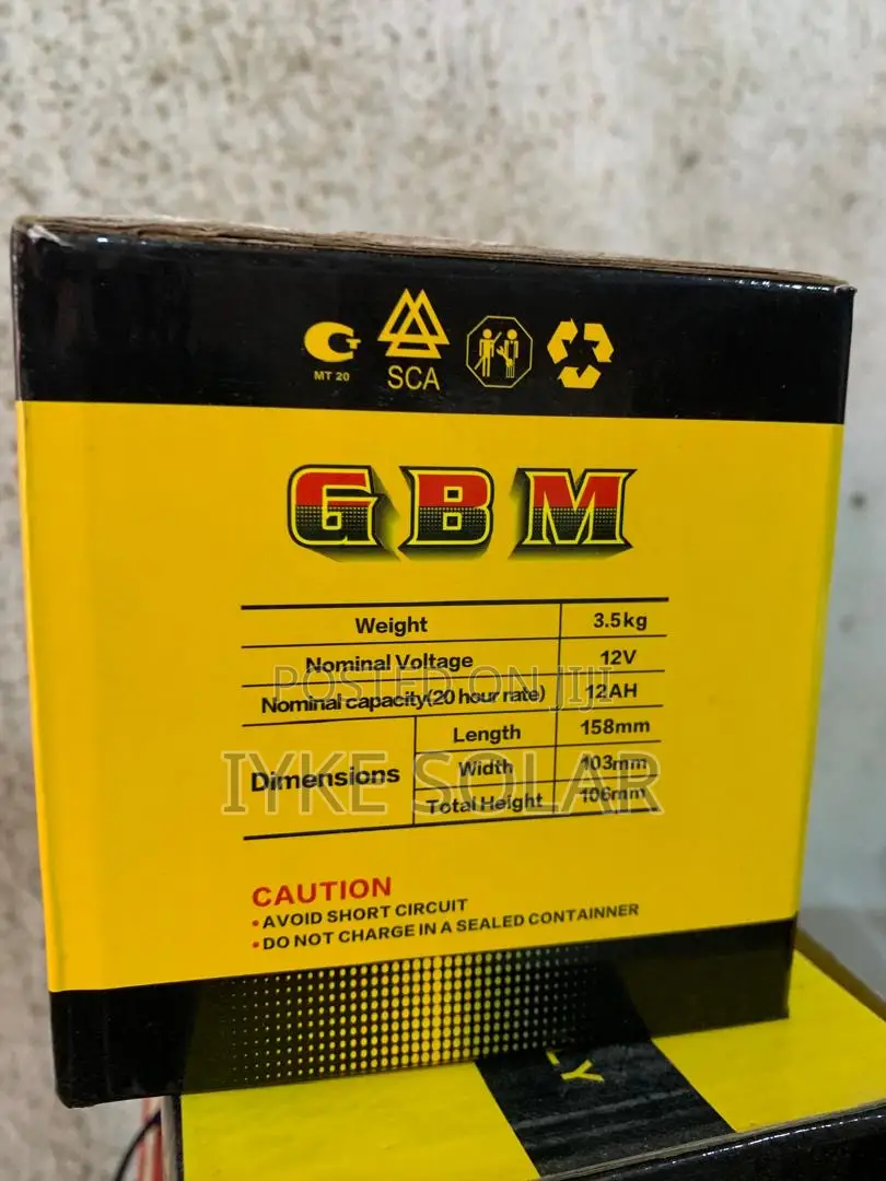 12ahs 12v GBM Deep Cycle Gel Battery ( Dry Cell)