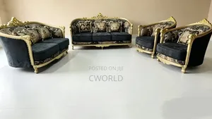 Majestic Black Gold Baroque Sofa Set - Imported