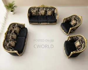 Majestic Black Gold Baroque Sofa Set - Imported