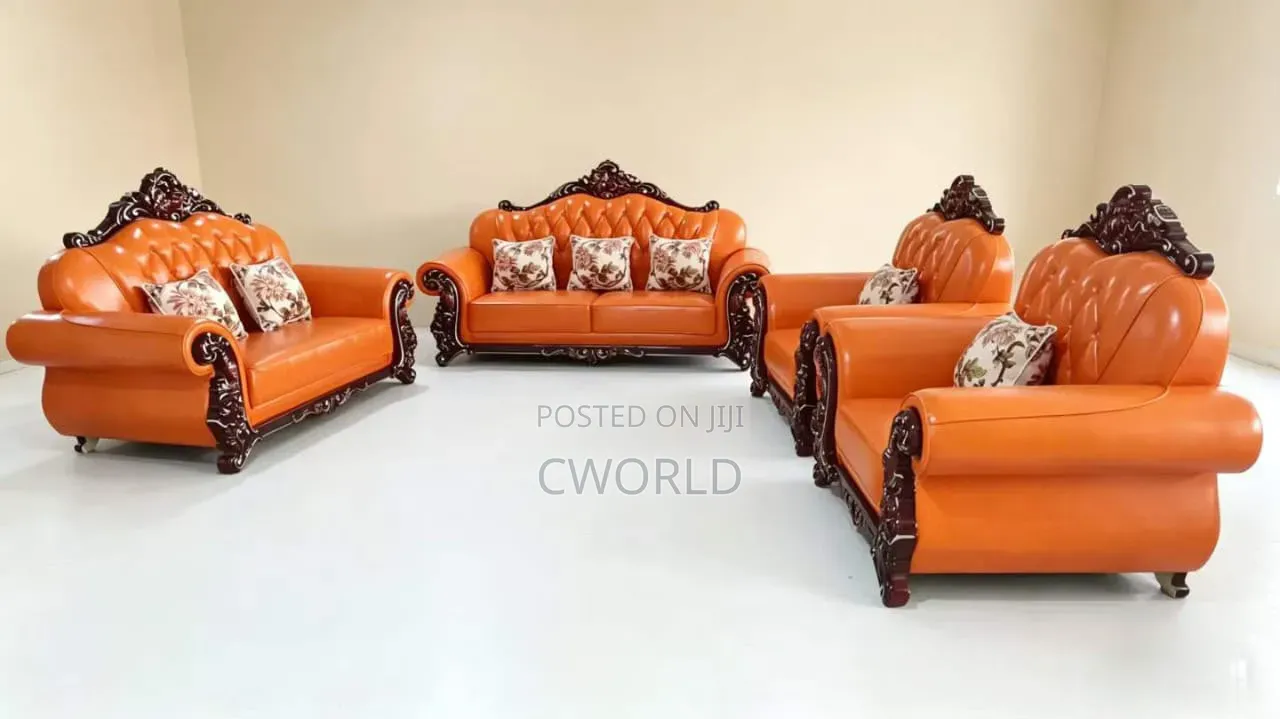 Sunset Orange Royal Baroque Sofa Set - Imported
