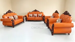 Sunset Orange Royal Baroque Sofa Set - Imported