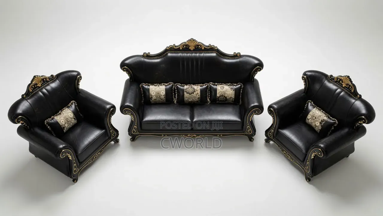Black Gold Imperial Baroque Sofa Set - Imported