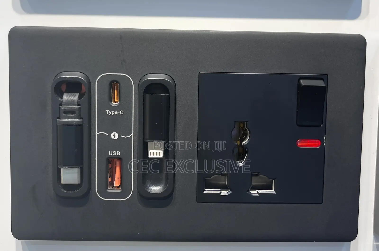 3x6 Single Socket With iPhone Type C Cord Charger
