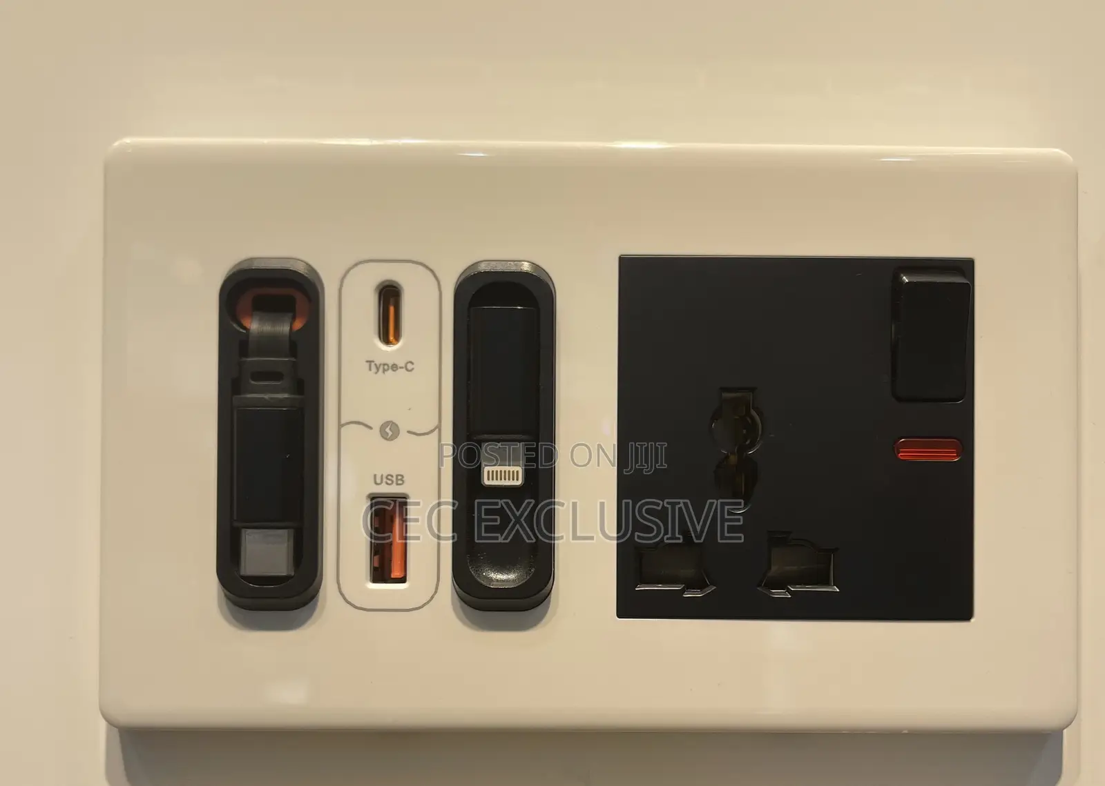 3x6 Single Socket With iPhone Type C Cord Charger