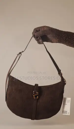 H M Brown Croc-Effect Shoulder Bag