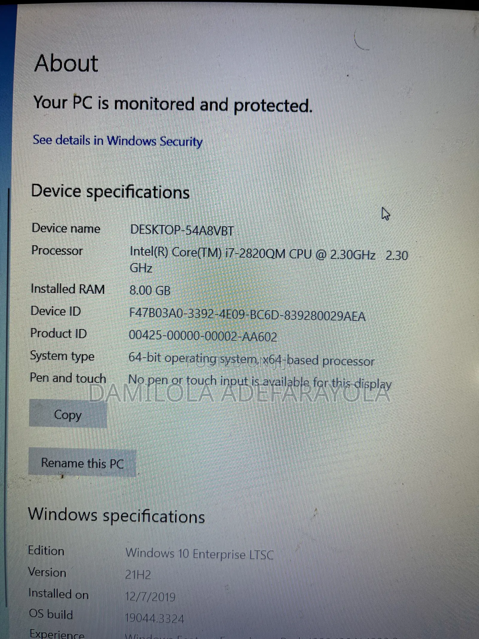 Laptop Dell Precision M4600 8GB Intel Core i7 SSD 320GB
