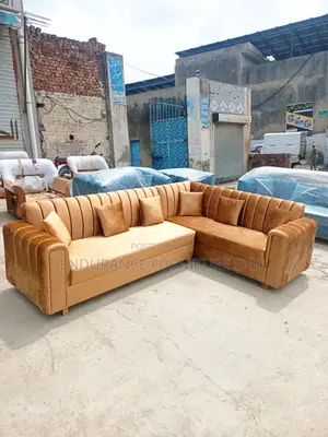 Elegant L-Shaped Sofa Crafted With Premium Velvet Mate