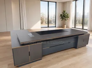 Premium Modern Ceo Office Table With Side Extension and Back Credenza