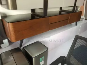 Wooden With Glass Top TV Stand