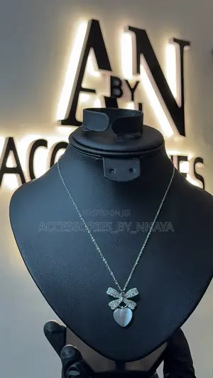 Silver Ribbon Heart Necklace