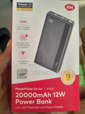 Brand New Itel Powerpulse 20,000mah Powerbank (A1160)- 12w Fast Charge