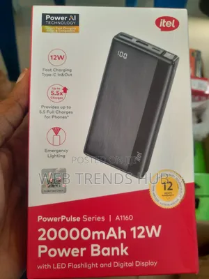 Itel Powerpulse 12W 20,000mAh Powerbank (A1160)