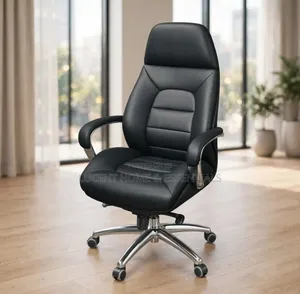 High-Back Executive Black Leather Swivel Office Chair – Chrome Base