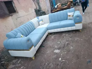 Modern Blue L-Shaped Sofa Made With Premium Velvet Material,