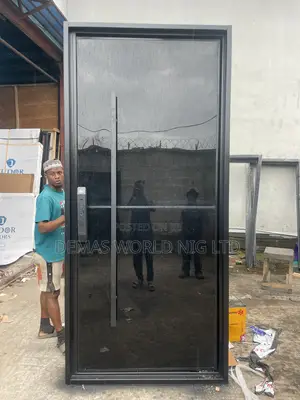 4 by 8ft Black Pivot Door With Smart Lock
