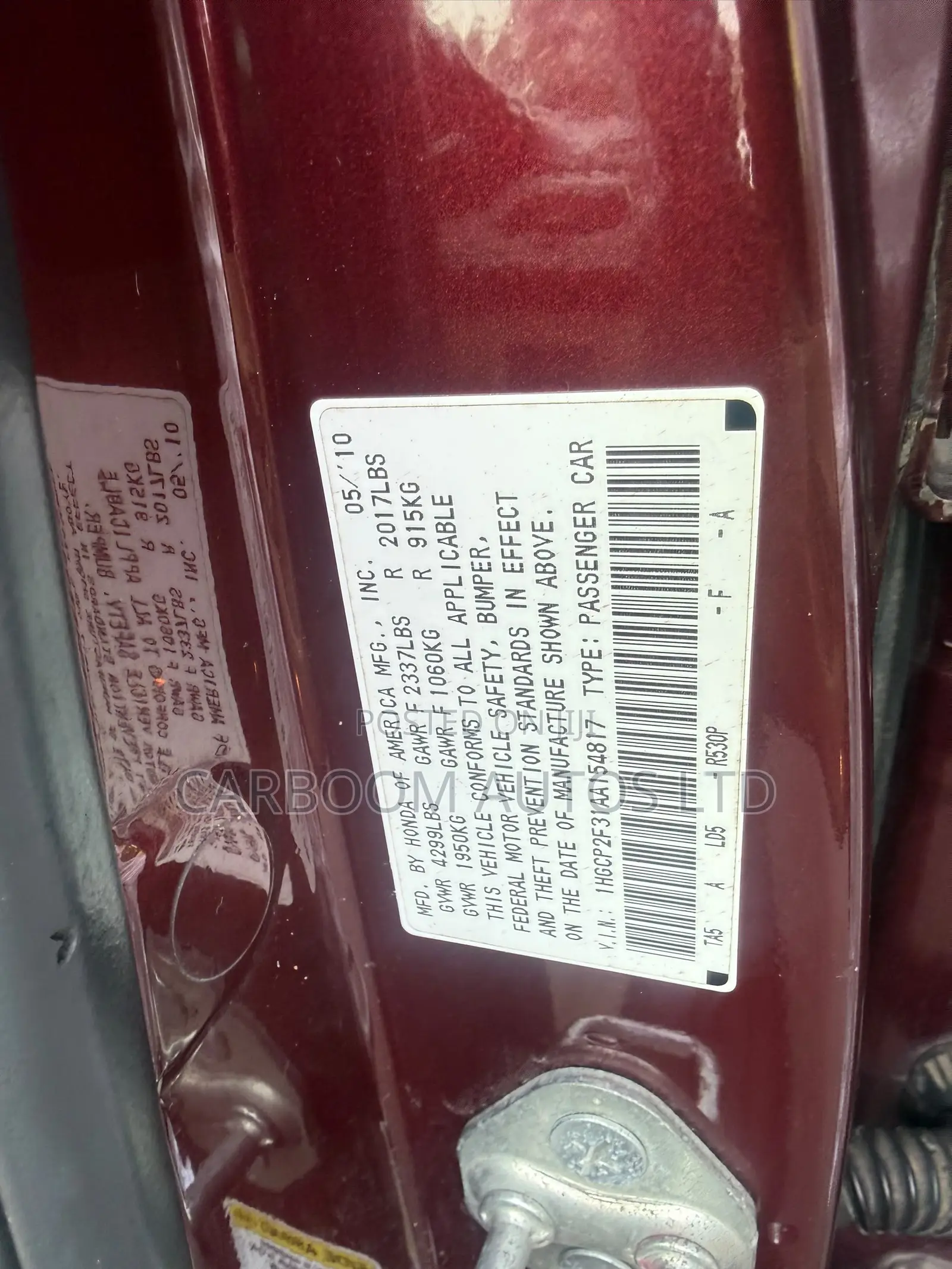 Honda Accord 2010 Red