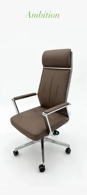 Luxury High-Back Executive Office Chair – Premium Coffee Brown Leather